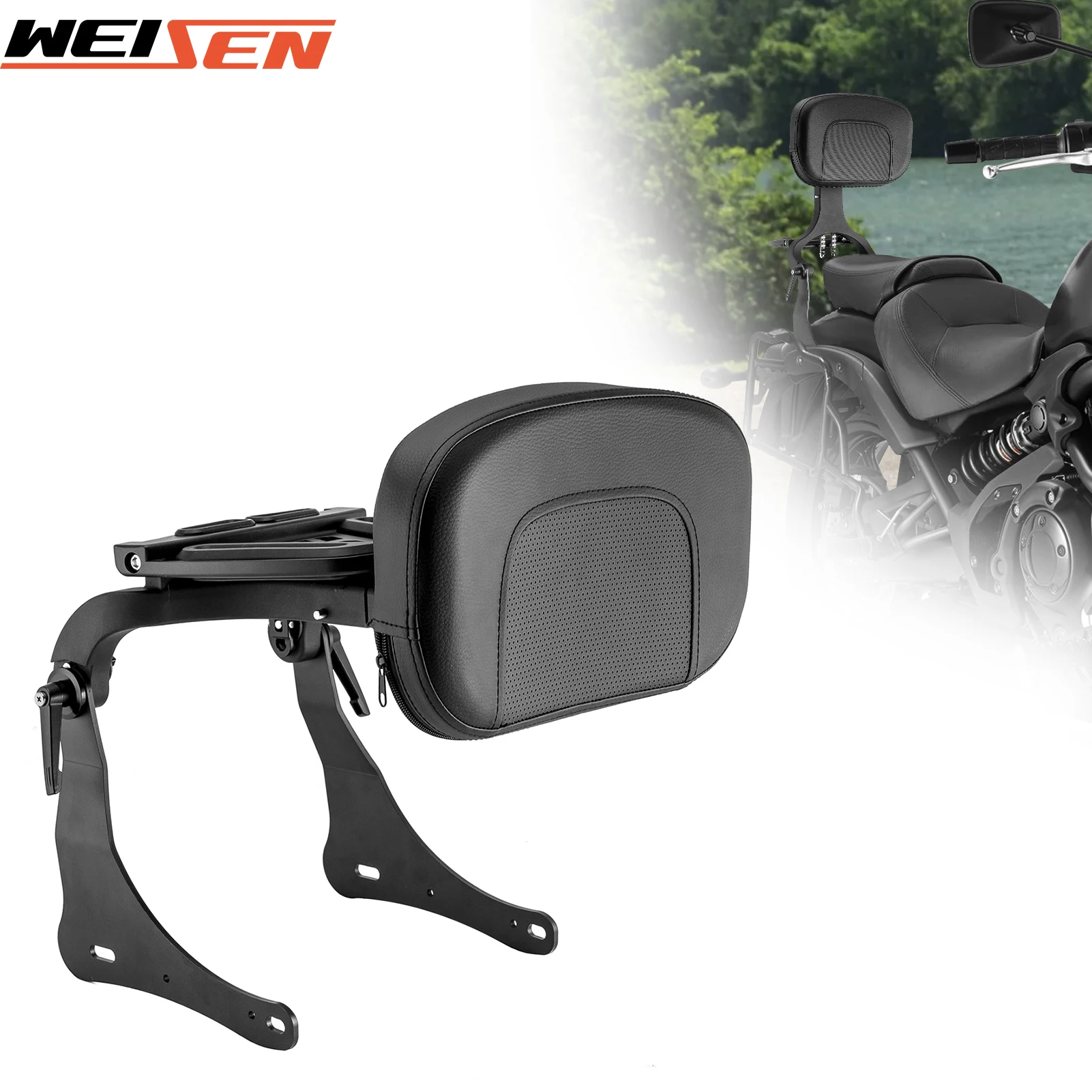 

Motorcycle Passenger/Driver Backrest Sissy Bar Luggage Rack Mount Adjustable for 2015-2024 Kawasaki Vulcan S 650/Vulcan S EN650