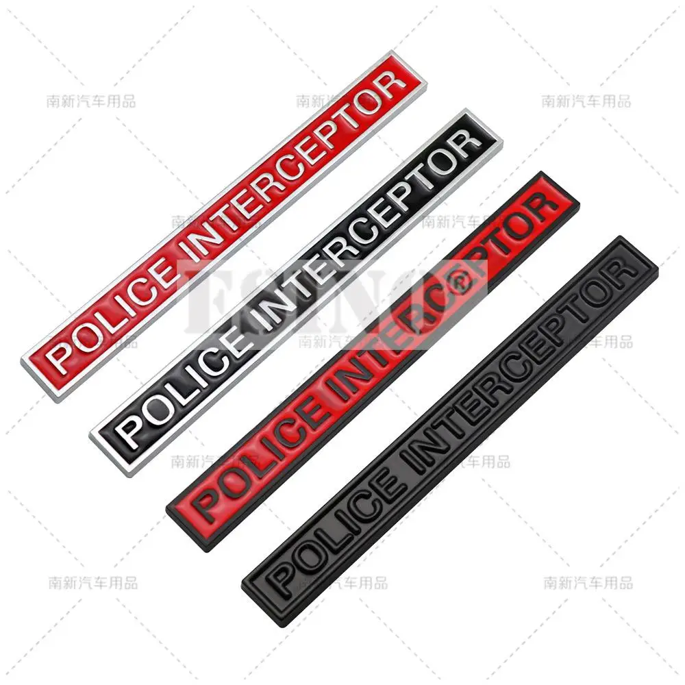 Car Styling 3D Police Interceptor Utility Metal Alloy Adhesive Emblem Rear Trunk Badge Fender Sticker Body Decal for Ford Dodge