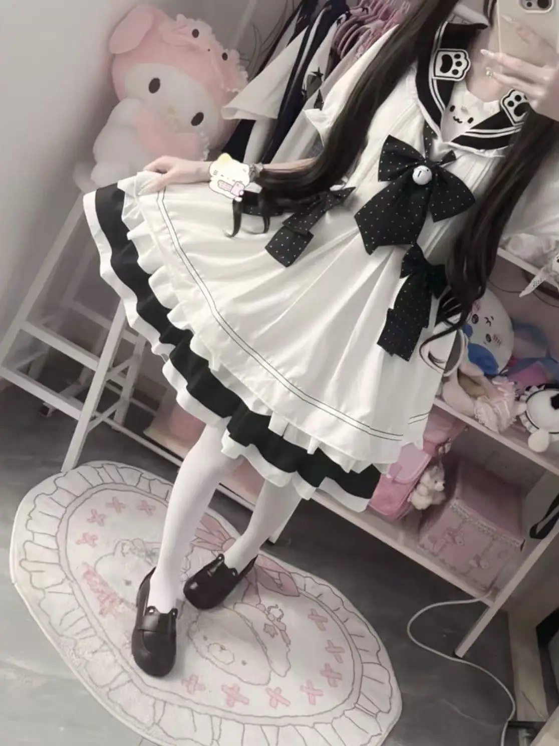 秋の和菓子ロリータエレガントミニドレス女性 Y2k プリンセスかわいいリボンデザインドレス女性シックな韓国人気の服