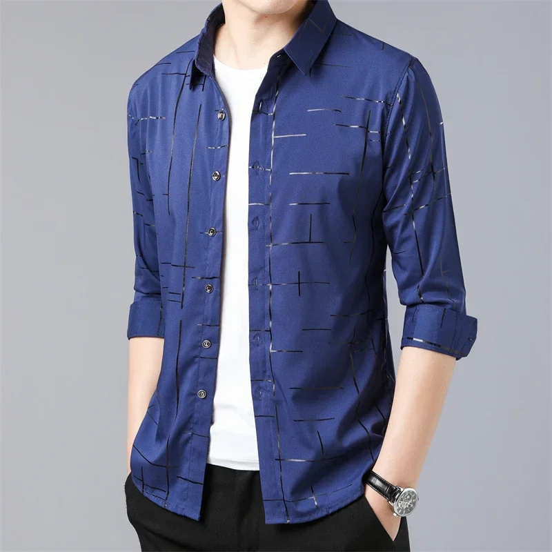 

Men's Casual and Fashionable Long Sleeved Printed Shirt, Non Ironing and Wrinkle Resistant Business Top