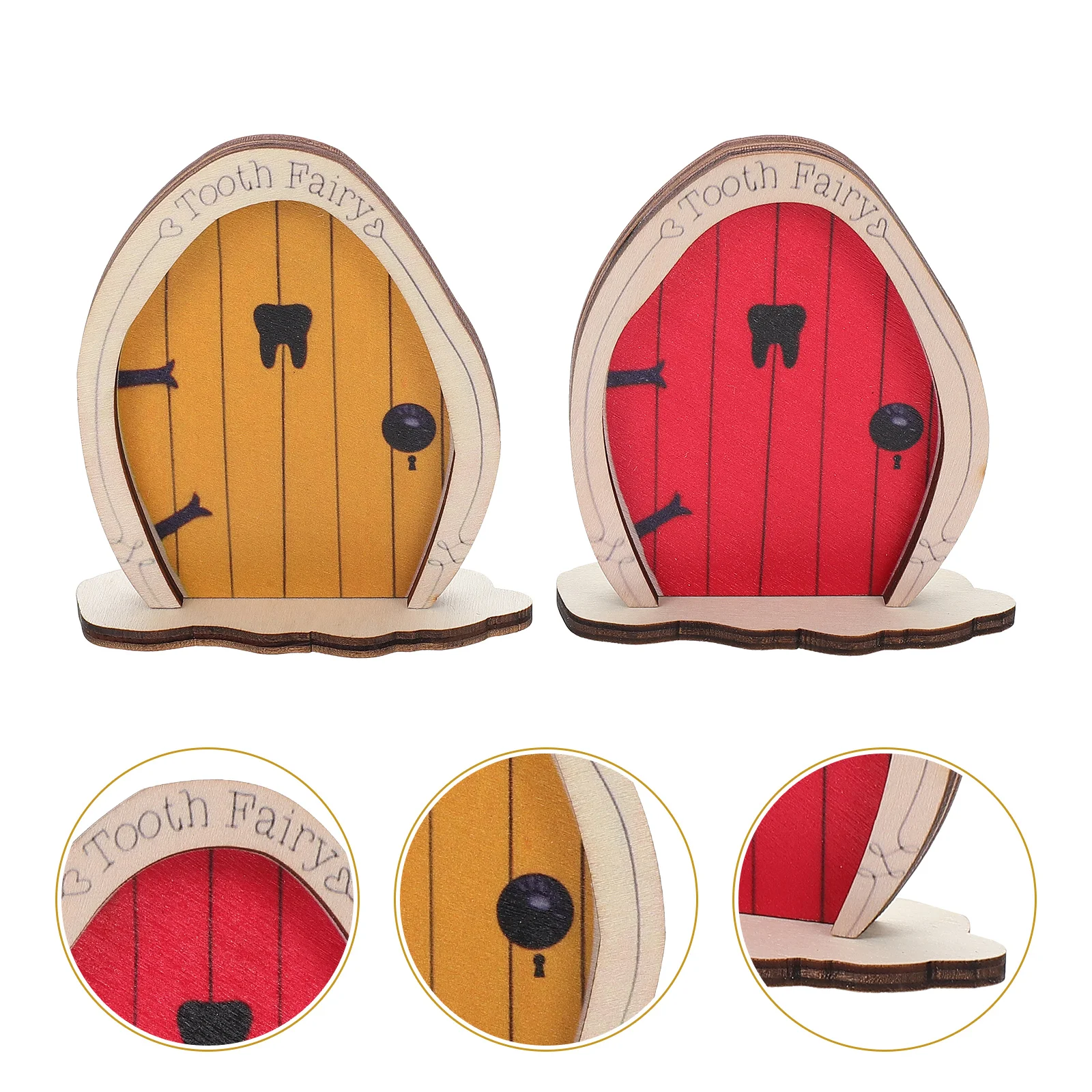 

2 Pcs Ornament Garden Decoration Ornaments Tooth Fairy Door Adorn for Wall Doors Trees