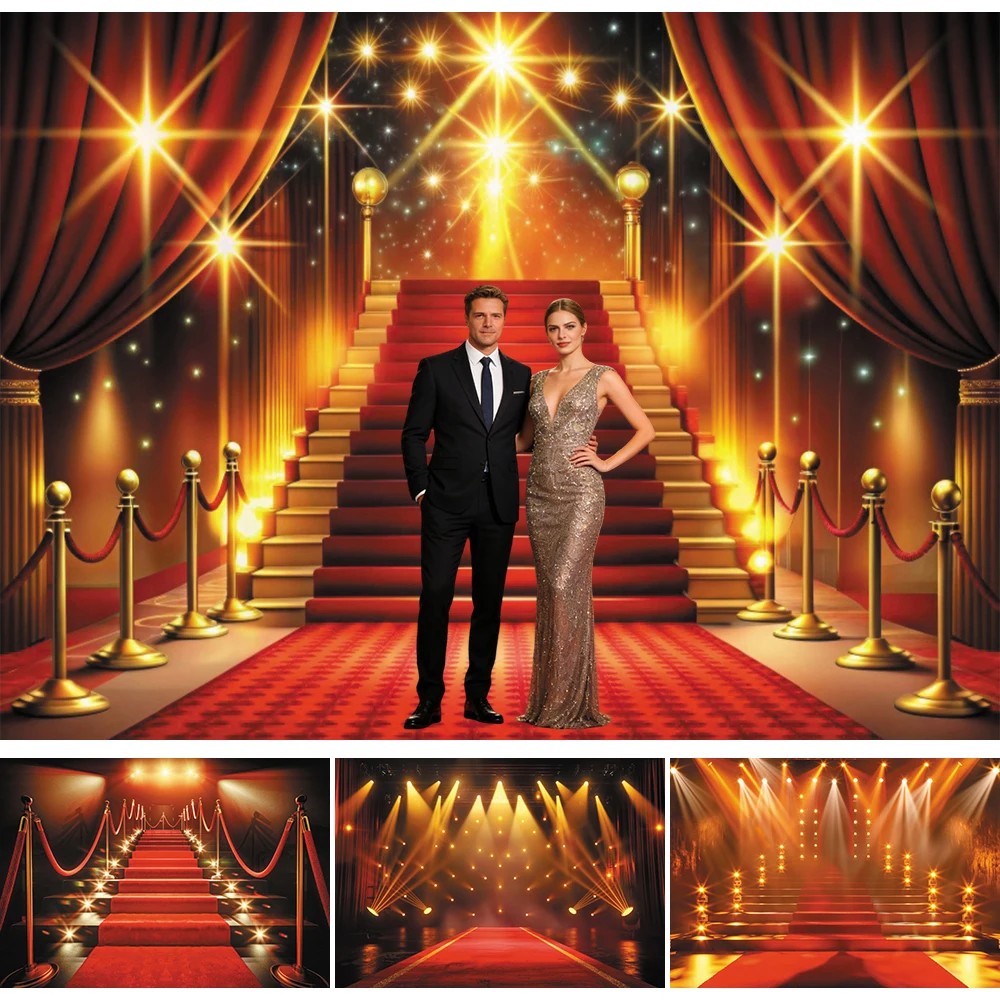 

Red Carpet Hollywood Movie Theme Photography Backdrop Vip Stage Glitter Prom Wedding Birthday Party Decor Background Photo Prop