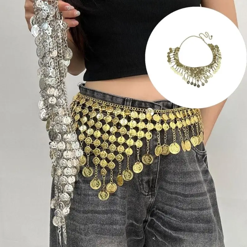  Elegant Round Sequins Fringe Waist Chain Bohemian Body Jewelry Adjustable Belly Chain For Women Special Occasions
