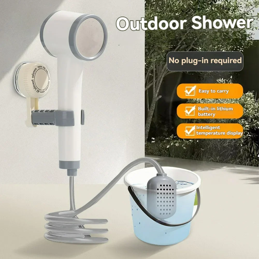 

2000mAh Cordless Portable Outdoor Shower Built-in Motor Battery-powered Electric Shower Head for Camping Travel Country House