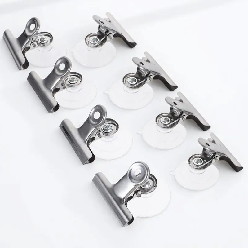 8 قطعة مقاطع كأس الشفط البلاستيك الشفاف مشبك معدني الثقيلة المشابك لنافذة تسجيل أصحاب الحرف الزينة سهلة التركيب لا