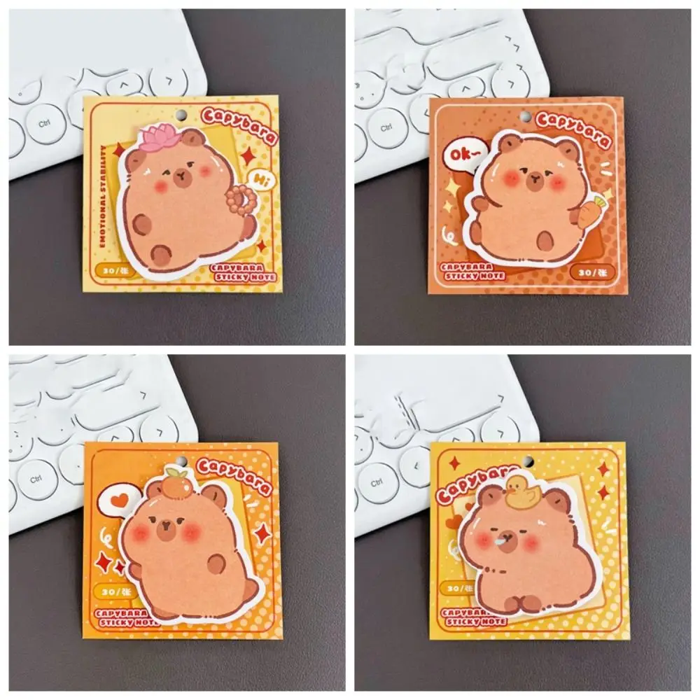 30 แผ่น/แพ็คแบบพกพา Ins Capybara รูปพิเศษ Sticky Note Sticky การ์ตูน N ครั้งโพสต์ To Do List น่ารัก MeMO Pad ข้อความ