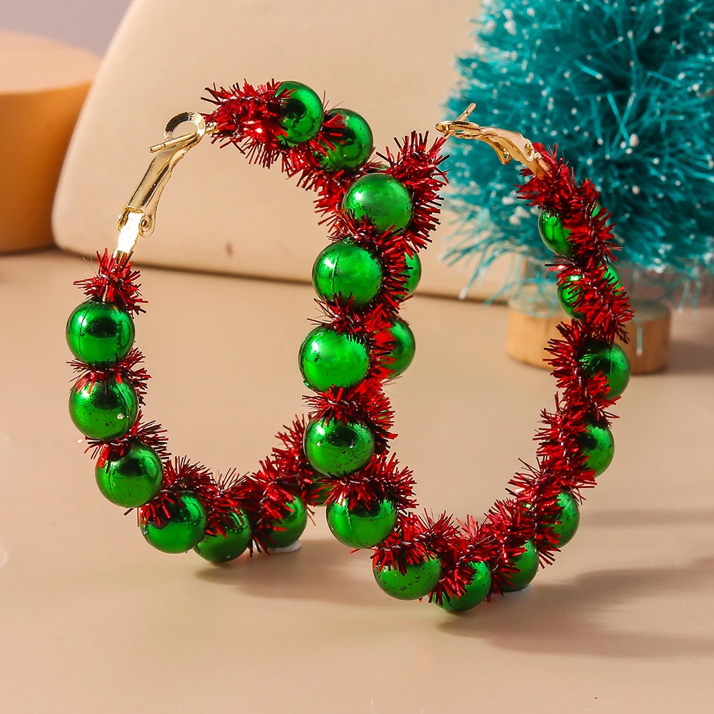 Leslie Bestseller Weihnachtskranz-Ohrringe für Damen, modischer Weihnachtsschmuck, Geschenke zum Glücklichen Neujahr – Detail 3