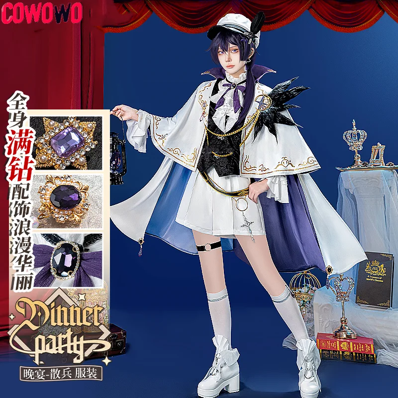 

COWOWO Genshin Impact Lynette Magician Game Suit Lovely Jumpsuits Cosplay Costume Halloween Party Role Play Outfit Women