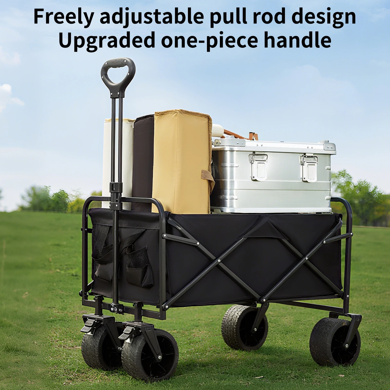 

Collapsible Foldable Wagon Beach Portable Home Camping Sports Wagon With All-Terrain Wheels Drink Holders For Camping Shopping
