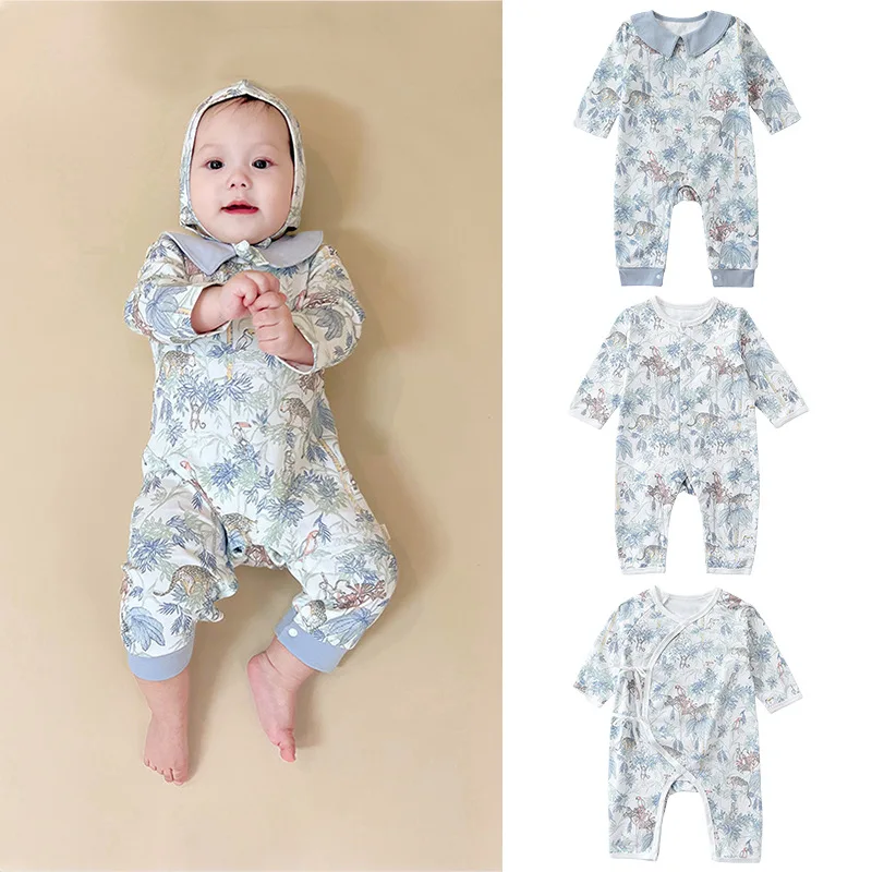 

Jenny&Dave 2024 Spring New Baby Clothes Can Go Out Pajamas Long sleeved Pure Cotton Climbing Clothes Ha Yi Baby Bodysuit Spring