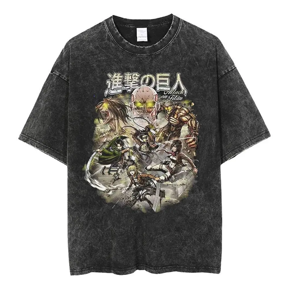 

Attacking giants Anime T-shirt Graphic Print Breathable Cotton Short Sleeve Loose Casual Top for Daily Wear Gift