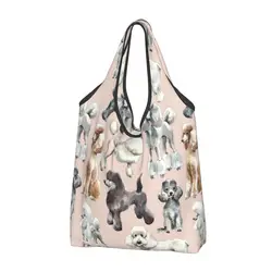 Fashion Printed Poodle Mouth Face Tote Shopping Bag Portable Shopper Shoulder Oodles Of Poodles Facial Handbag