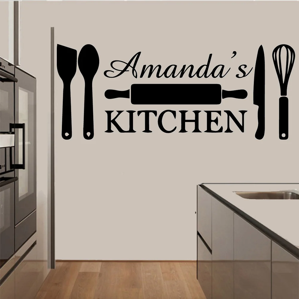 Creative Custom Name Kitchen Vinyl Art Wall Stickers For Kitchen Home Decoration Wall Art Decal Sticker Mural Wallpaper Decor