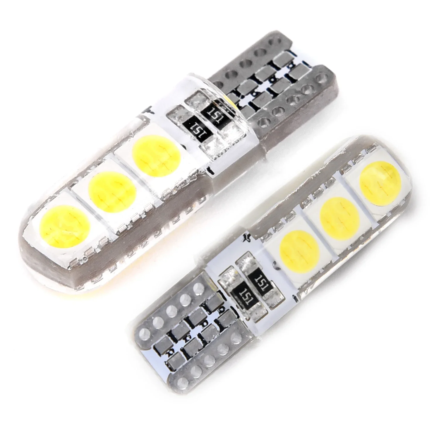 キャンバスLEDライセンスプレート,シリコンシェル,省エネ,環境にやさしい,12V, DC, 194,w5W,Car-5050-6SMD, 10個