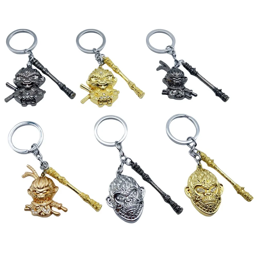 Black Myth Wukong The Monkey King MKB Model Pendant Keychain for Men Boys Iron Bar Metal Key Ring Fans Car Bag Decor Jewelry