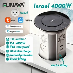WIFI Israel Pop Up Sockets Table Hidden Socket with USB PD15W Waterproof 16A 110V 240V 4000W Bluetooth Lifting Smart Tuya Socket