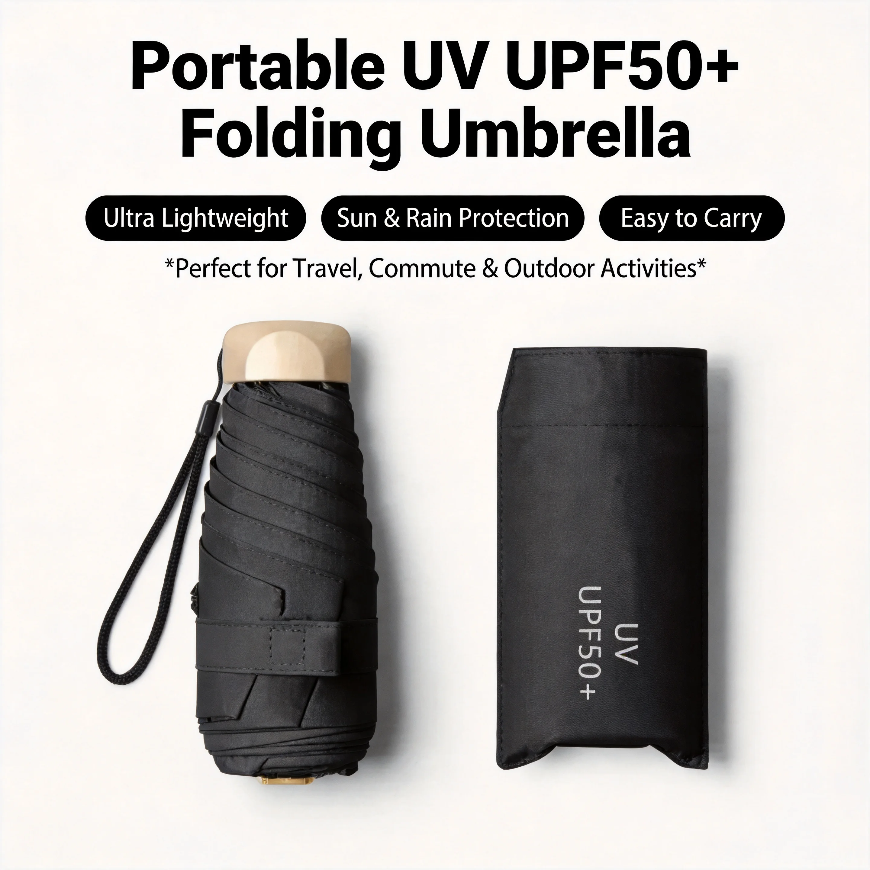 Mini Guarda-Chuva com Proteção UV, 55% de Desconto, Guarda-Chuva de Bolso, Sombrinha de Vinil Dobrável, Parasol com Proteção Ultravioleta