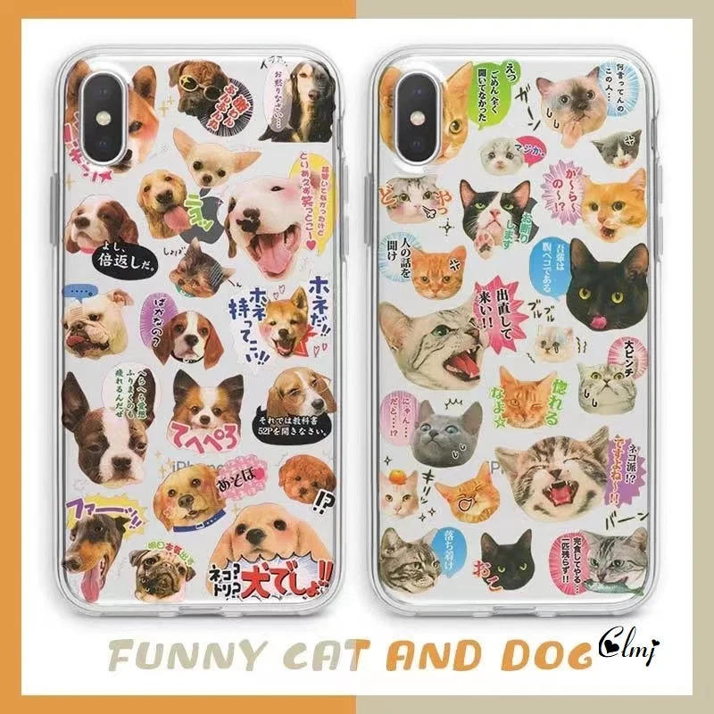 Clmj Cute Cat Dog Phone Case For iPhone 14 Plus 11 12 13 Pro XS XR X For Samsung Galaxy S22 S21 Cartoon Animal Silicone Cover