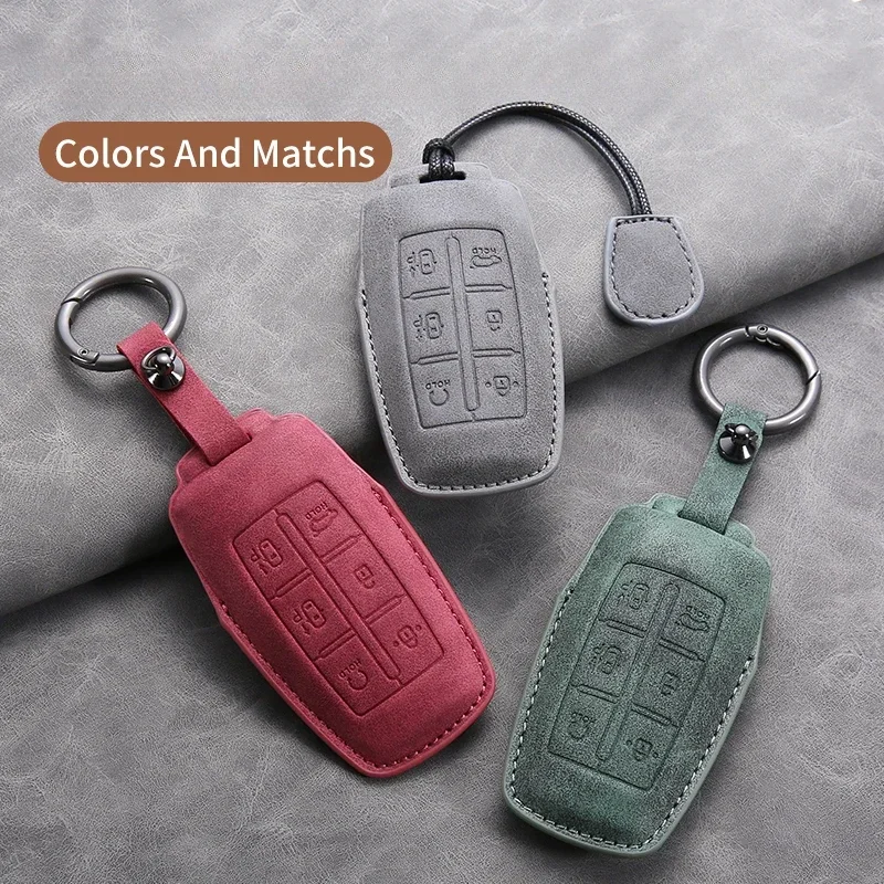 

Leather Car Remote Key Case Fob Cover Shell Fob For Hyundai Genesis G80 GV70 GV80 GV90 2019 2020 2021 2022 Keychain Accessories