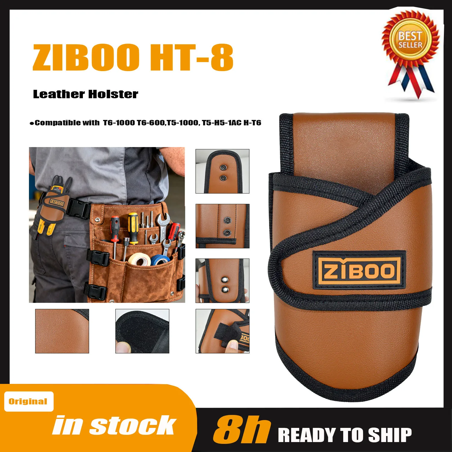 ZIBOO HT-8 Leather Holster Compatible with T6-1000 T6-600,T5-1000, T5-H5-1AC H-T6