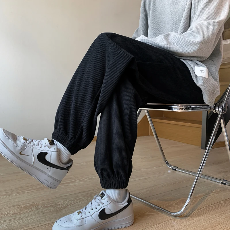 

Мужские повседневные спортивные брюки из вельвета, модные брендовые брюки 2024 года, осенне-зимние новые спортивные штаны, стильные теплые длинные брюки