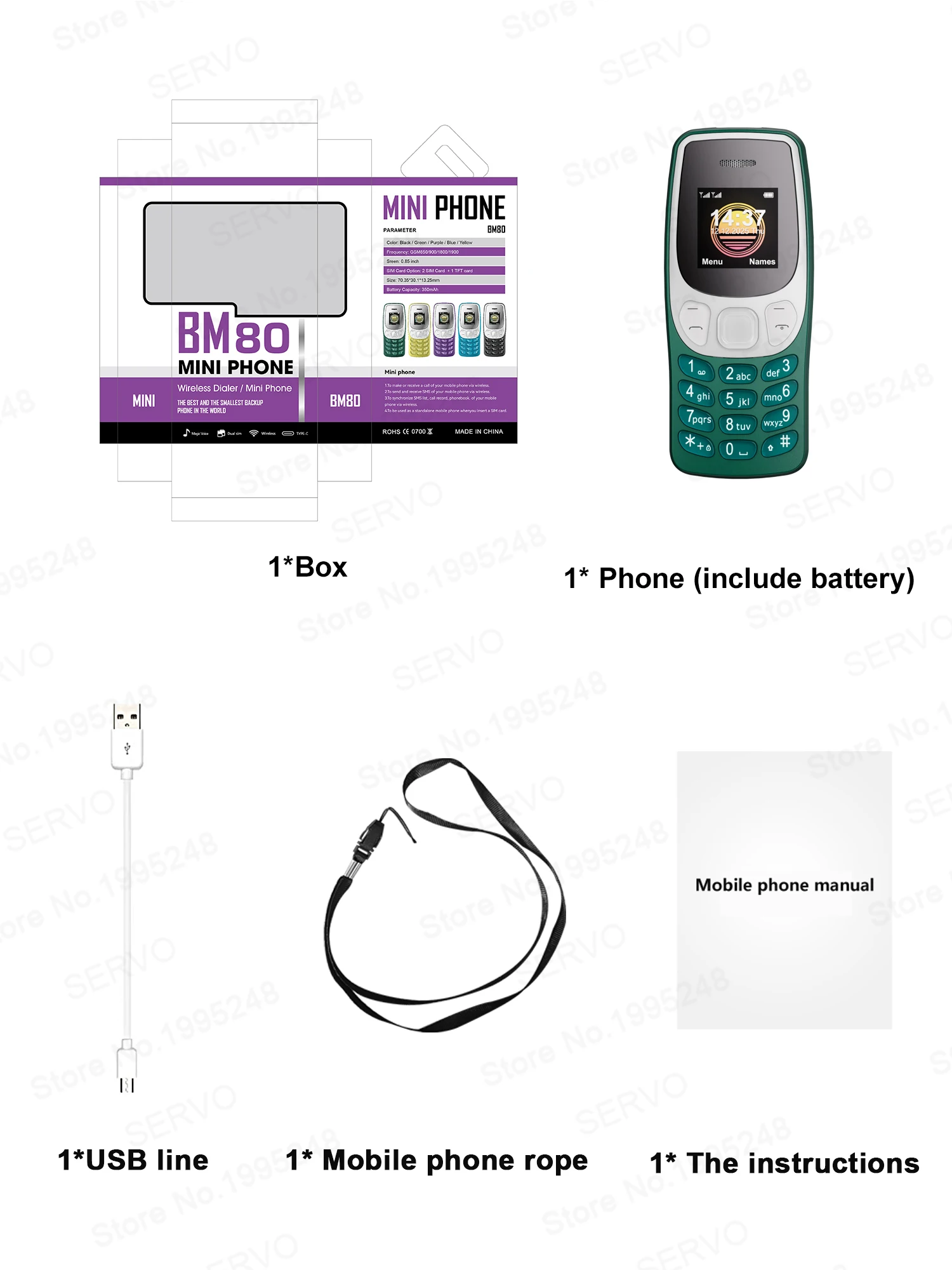 SERVO BM80 2G GSM Mini Mobile Phone Dual SIM Standby Magic Voice Bluetooth Dialer Call Recording Small Backup Cellphones Type-C