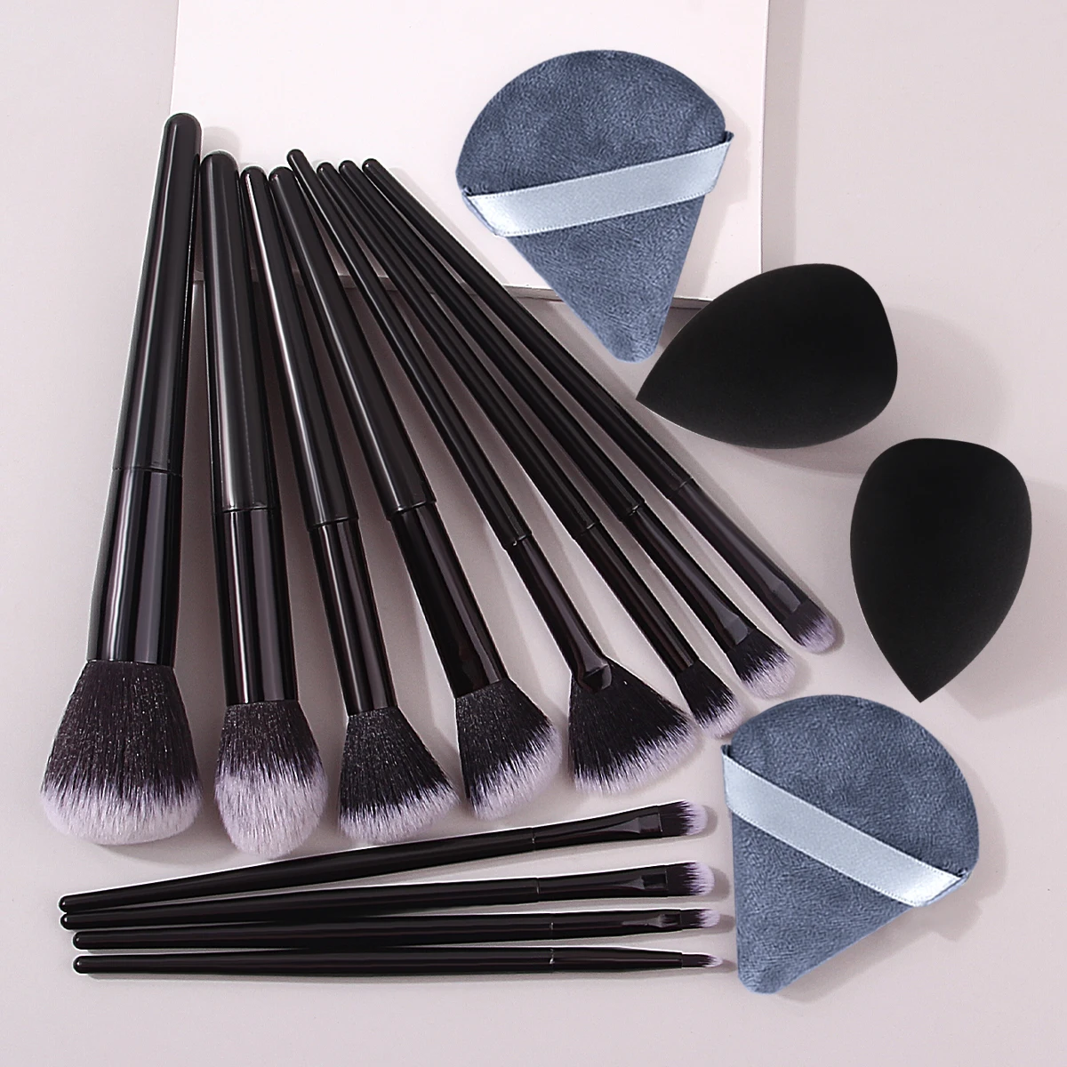 Juego de brochas de maquillaje multifuncionales súper prácticas, 16 Uds., sin polvo, huevo de belleza adhesivo/bujín de polvo triangular, herramientas de maquillaje