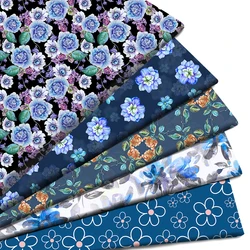 Blue Series Blossom Flowers Florals Printed Polyester Pure Cotton Material Patchwork Tissue Sewing Quilting Fabrics Needlework
