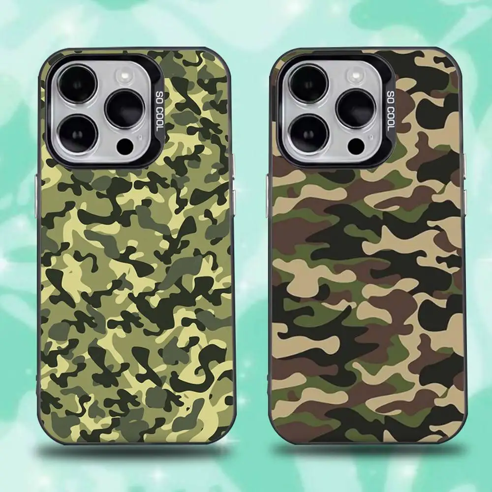 

Fashion Camouflage Phone Case For iPhone 16,15,14,13,12,11,Mini,Pro,E,SE4,XS,MAX Black Candy Matte Cover