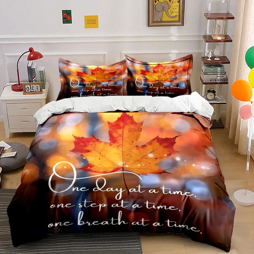 Autumn-Inspired Motivational Wall Decor  kid's and adults' bedroom decor, Exquisite three-piece bedding set gift