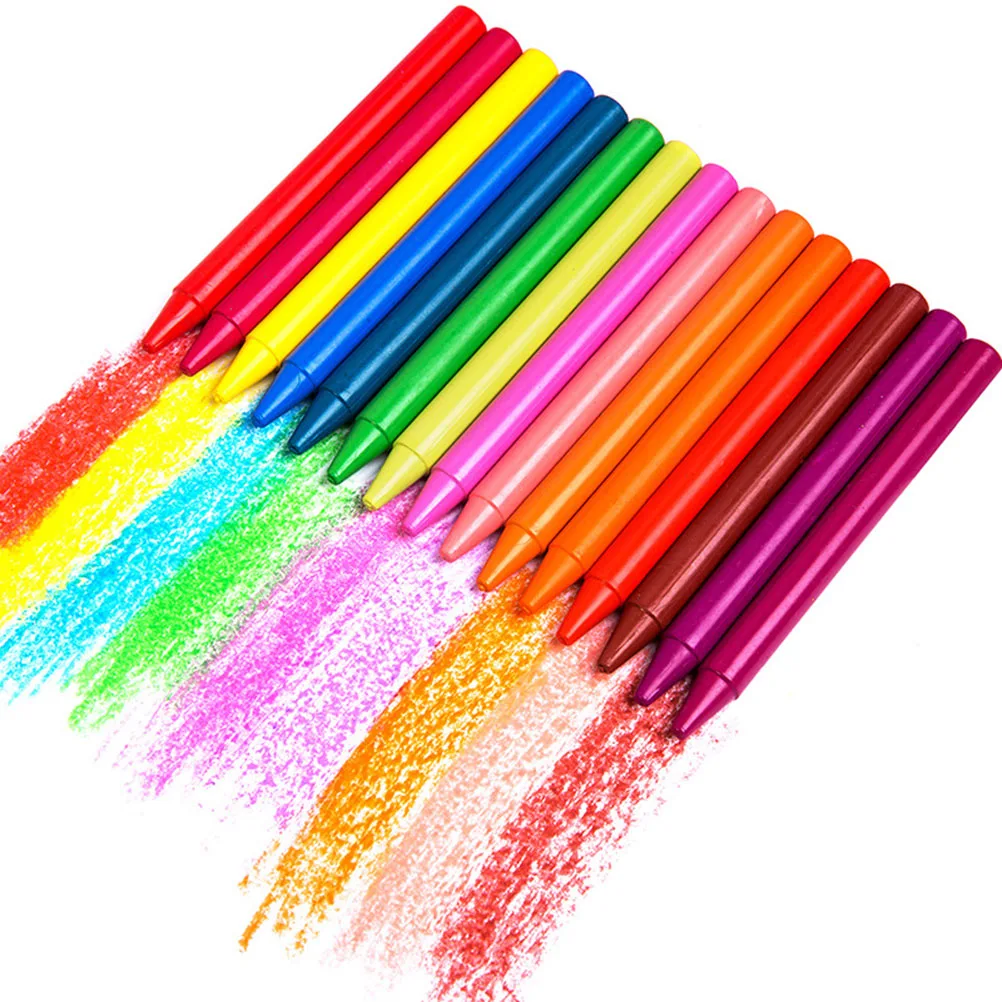 

24 Color Crayons Non-toxic Paint Colors Kids Not Sticking Hands Round for Oil Painting Set