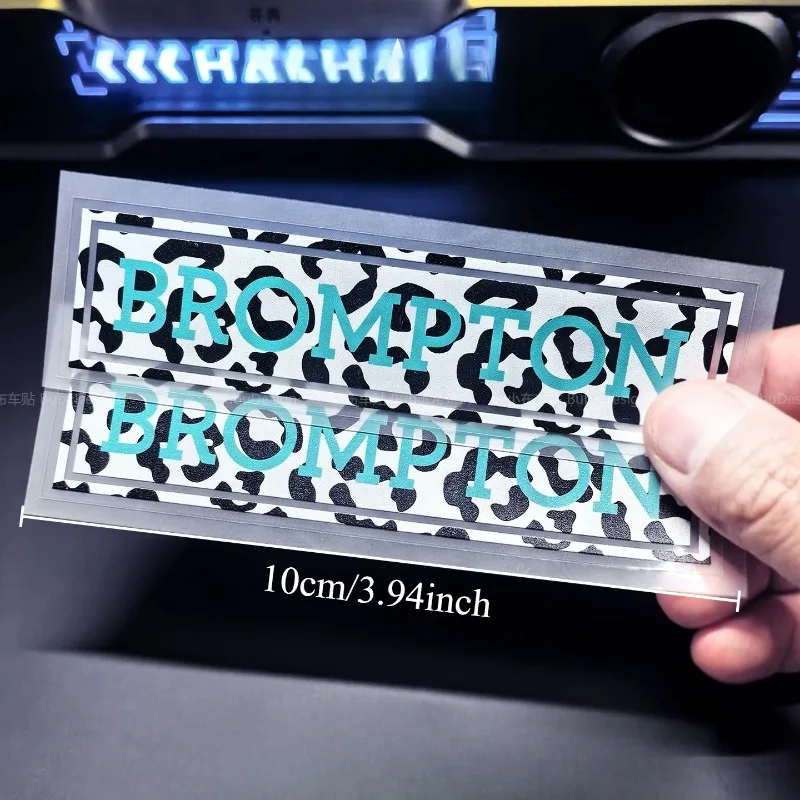 2Pcs/1Set Leopard Print Brompton Bike Frame Vinyl Decal Sticker Set Waterproof Scratchproof Removable for Motorcycle Helmet Car