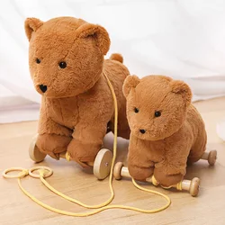 Juguete de peluche de madera para niños pequeños, juguete de arrastre para bebés, cachorros, aprender a caminar, tractores, regalo de alta calidad