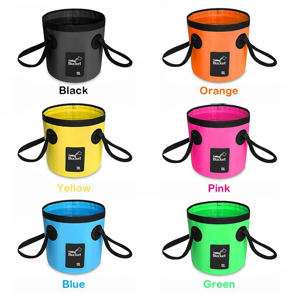 Fishing Bucket Car Water Bucket 12L Portable Bucket Water Storage Bag Foldable Container Outdoor Car Wash Camping Bucket