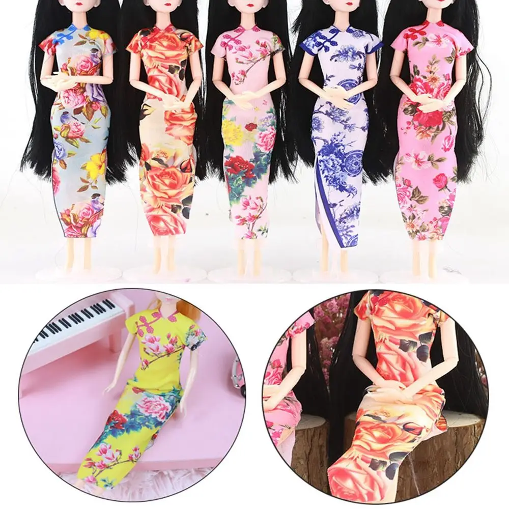 30cm Dolls Handmade Cheongsam Style Evening Wearing Unique Dress Clothes Chinese Traditional Dresses Doll Accessories