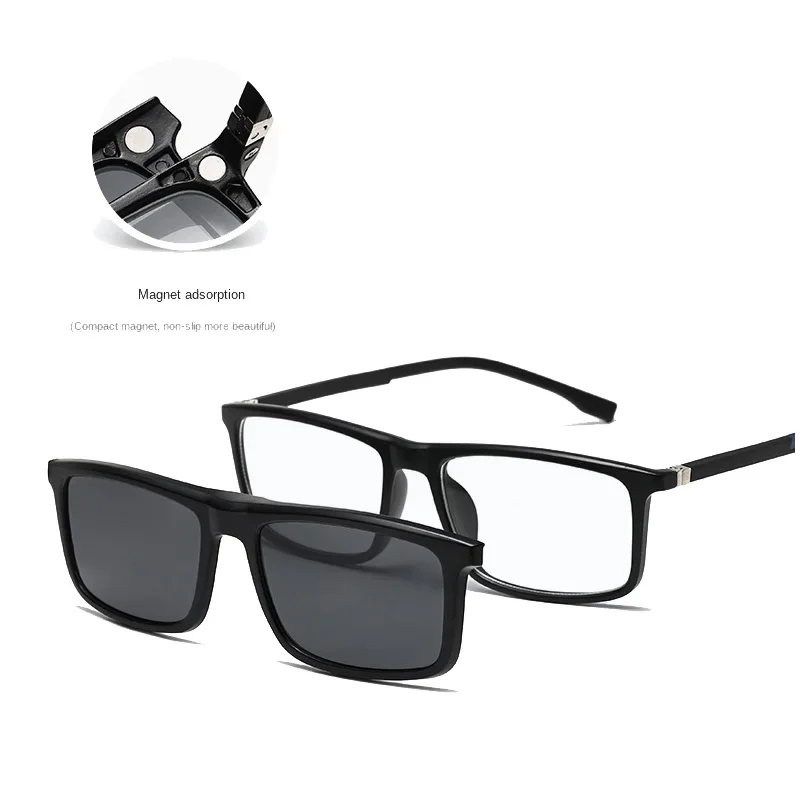 3302A Gradul Grey White Frame 6 in 1 Polarized Clips Magnetic Glasses Sunglasses With 5 Clips Magnet Can Be Customized