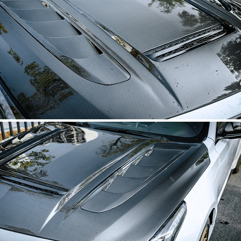 Chixiao Version Carbon Fiber Engine Hood Black Vertical Billet Clip-on Fit CT5