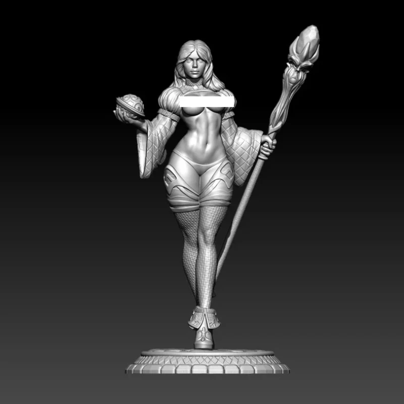 1/18 100mm 1/24 75mm Resin Model Miniature Figurine pretty Girl Witch Unpainted Figurine Sculpture 1013