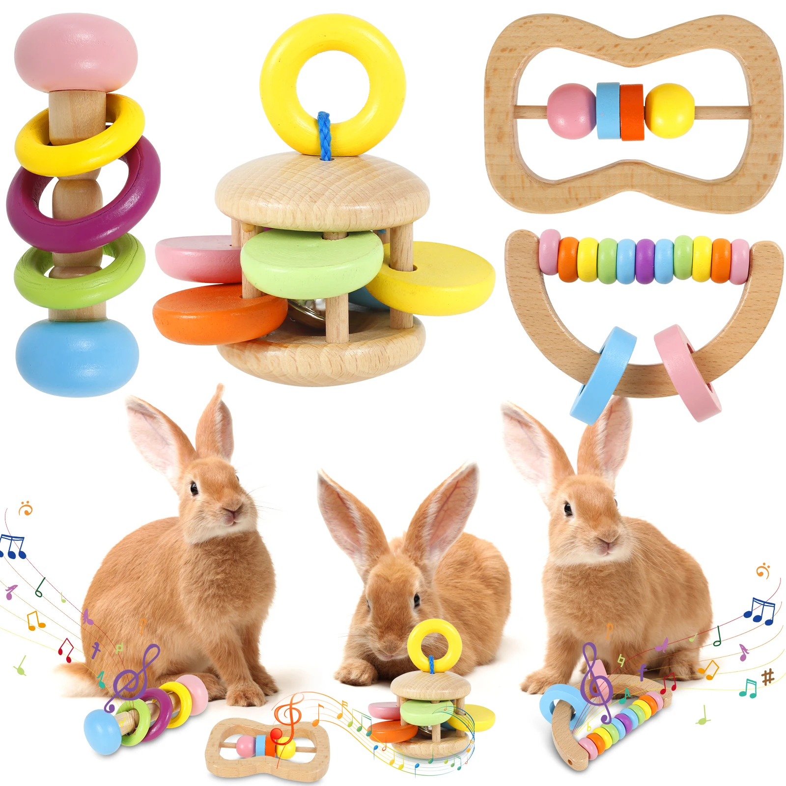 4 unids/set nuevo juguete para roer mascotas molares de madera para mascotas juguete interactivo conejo y hámster juguetes adecuados para varios pequeños roedores mascotas