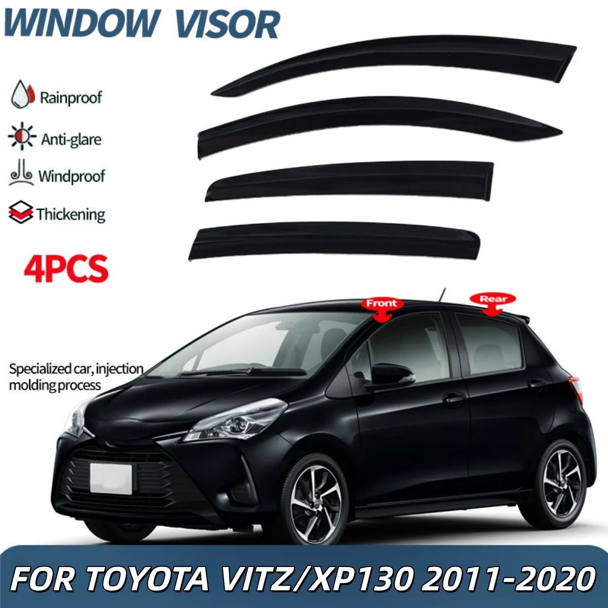 Thickening Windproof Window Visors Weathershields for TOYOTA VITZ XP130 2011-2020 Rain Guard Shades Ventvisor Deflectors Visors