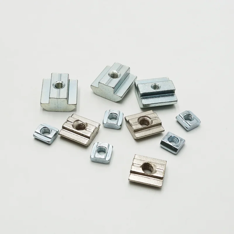 200p/set T Slide Nut M3 M4 M5 M6 M8 Slot Sliding Hammer Nut in 2020 3030 4040 Aluminum Connection Profile T Block Square Nuts