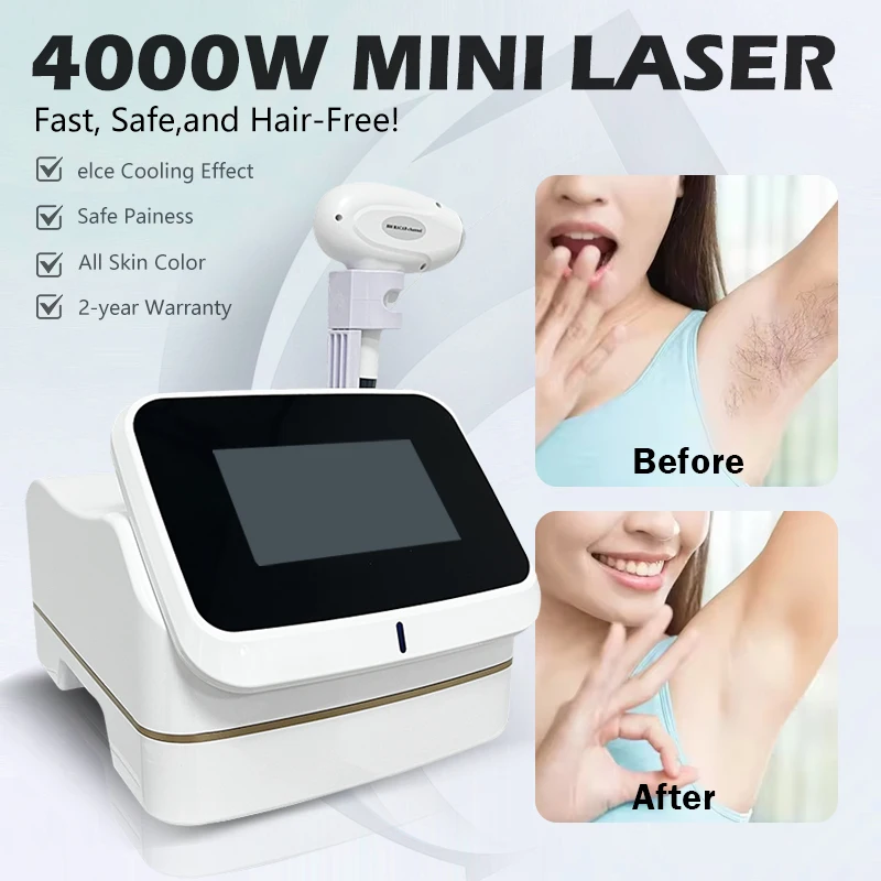 New Upgrade Mini Diode Laser Painless Hair Removal 4000w Machine With Skin Rejuvenation CE Certified‌ External Water Tank