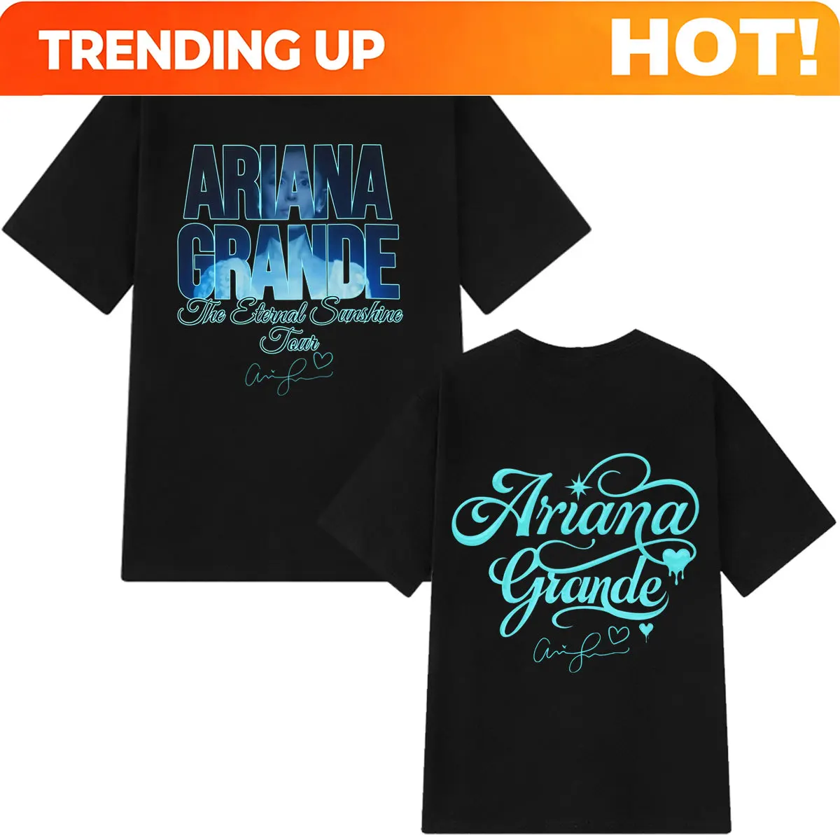 Customization Ariana Grande Eternal Sunshine Tour 2026 Print T Shirts Men Women Vintage T-shirt Short-sleeved Loose Casual Cotto