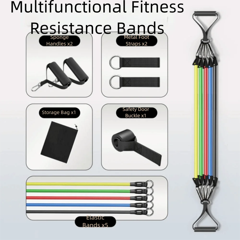 

11 шт./компл. портативный набор натяжных веревок из ТПЭ, анти-разрывная красочная эластичная тренировочная лента, прочные латексные трубки, набор веревок