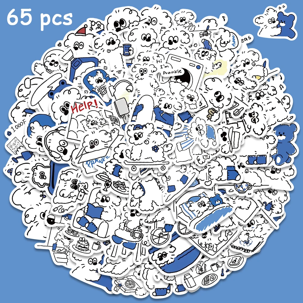 65pcs Naughty Little Dog Sticker Cute Funny Decal For Phone Luggage Diary Guitar Envelope Label DIY Sticker Holiday Gift