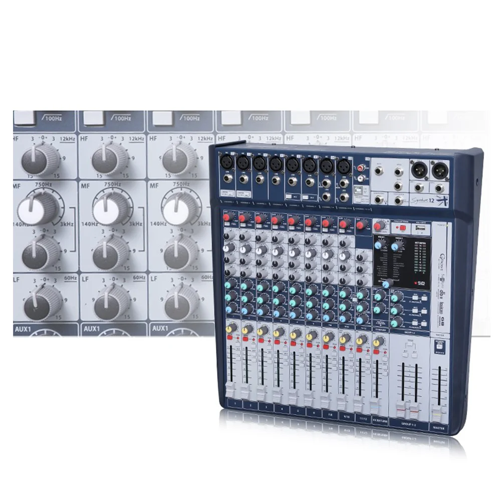 Professional Signature 12 Channel Audio Mixer sound console Mixing interface for Stage Singing Performance