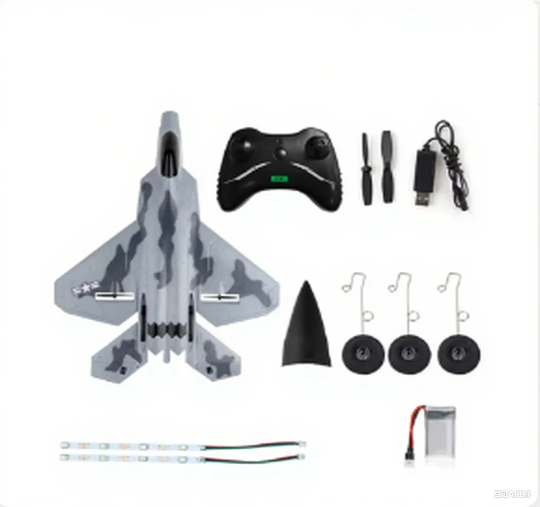 

FX-822 Foam RC F22 Fighter Raptor 2.4Ghz 2CH Aircraft with Light - Ready to Fly Airplane Toy for Boys