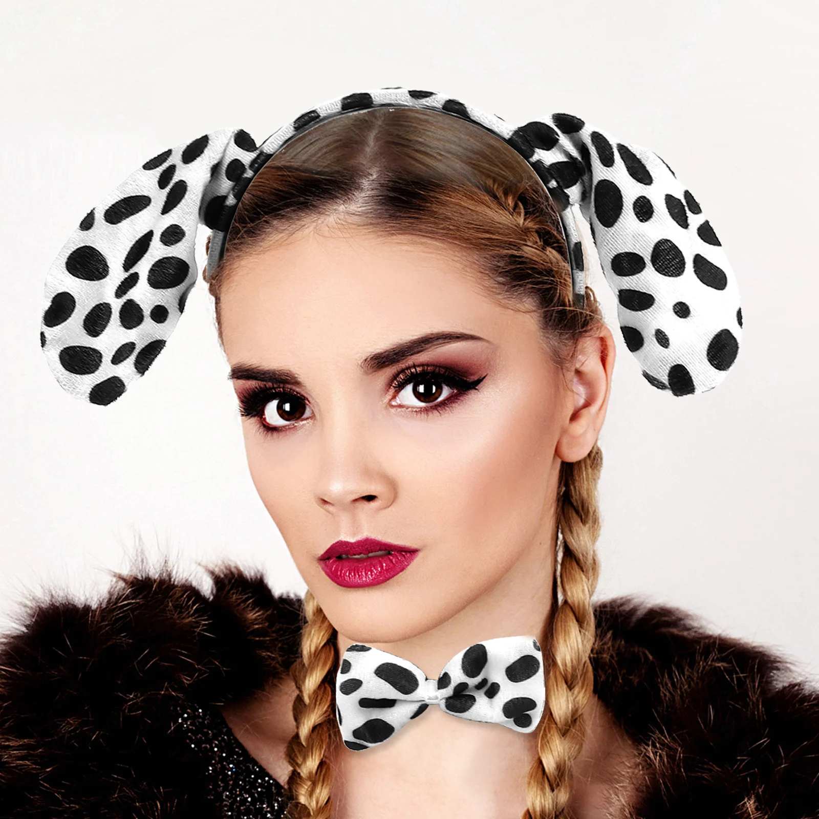 3 conjuntos de faixas de orelhas de cachorro para acessórios de fantasia de animais, aros de cabeça para festa de Halloween, presente de cosplay para