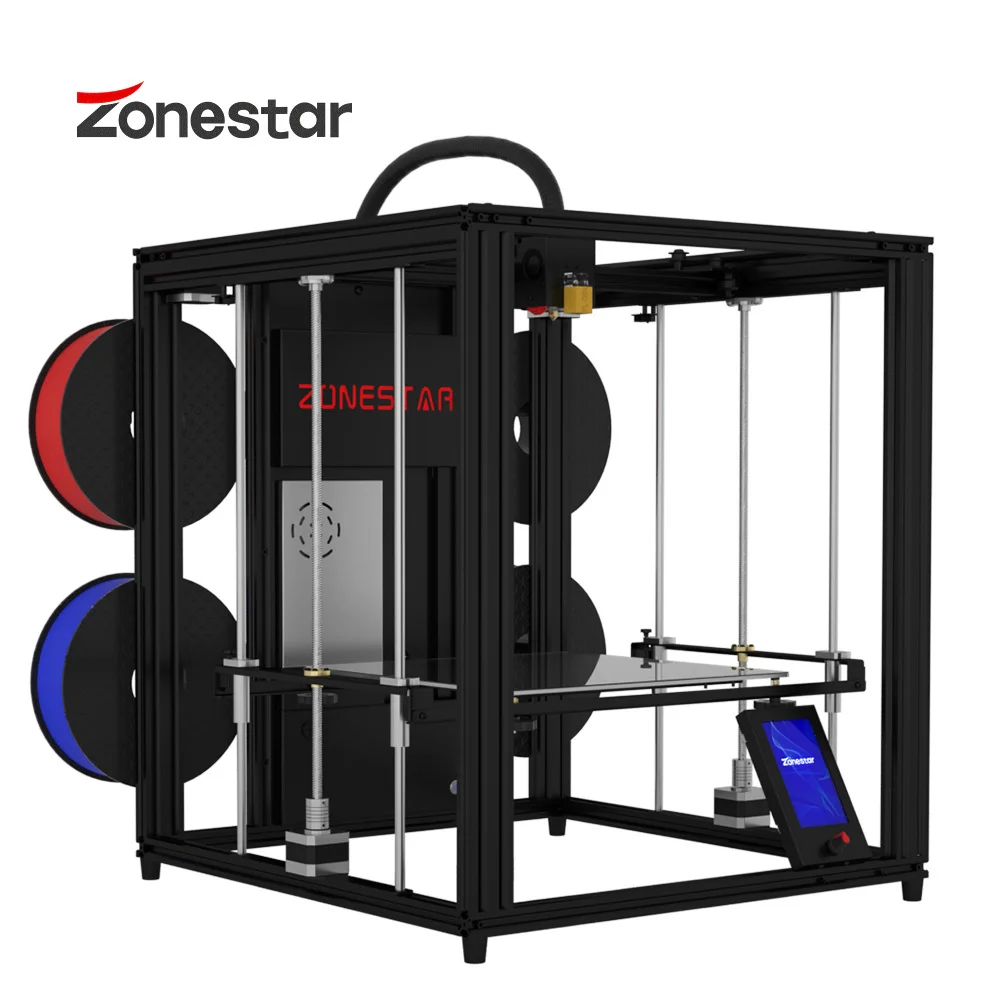 ZONESTAR-Imprimante 3D multi-documents, 4 extrudeuses, 4 entrées 1 sortie, cadre fermé, grande taille, chute automatique silencieuse, impression rapide, CoreXY Z9V5Pro