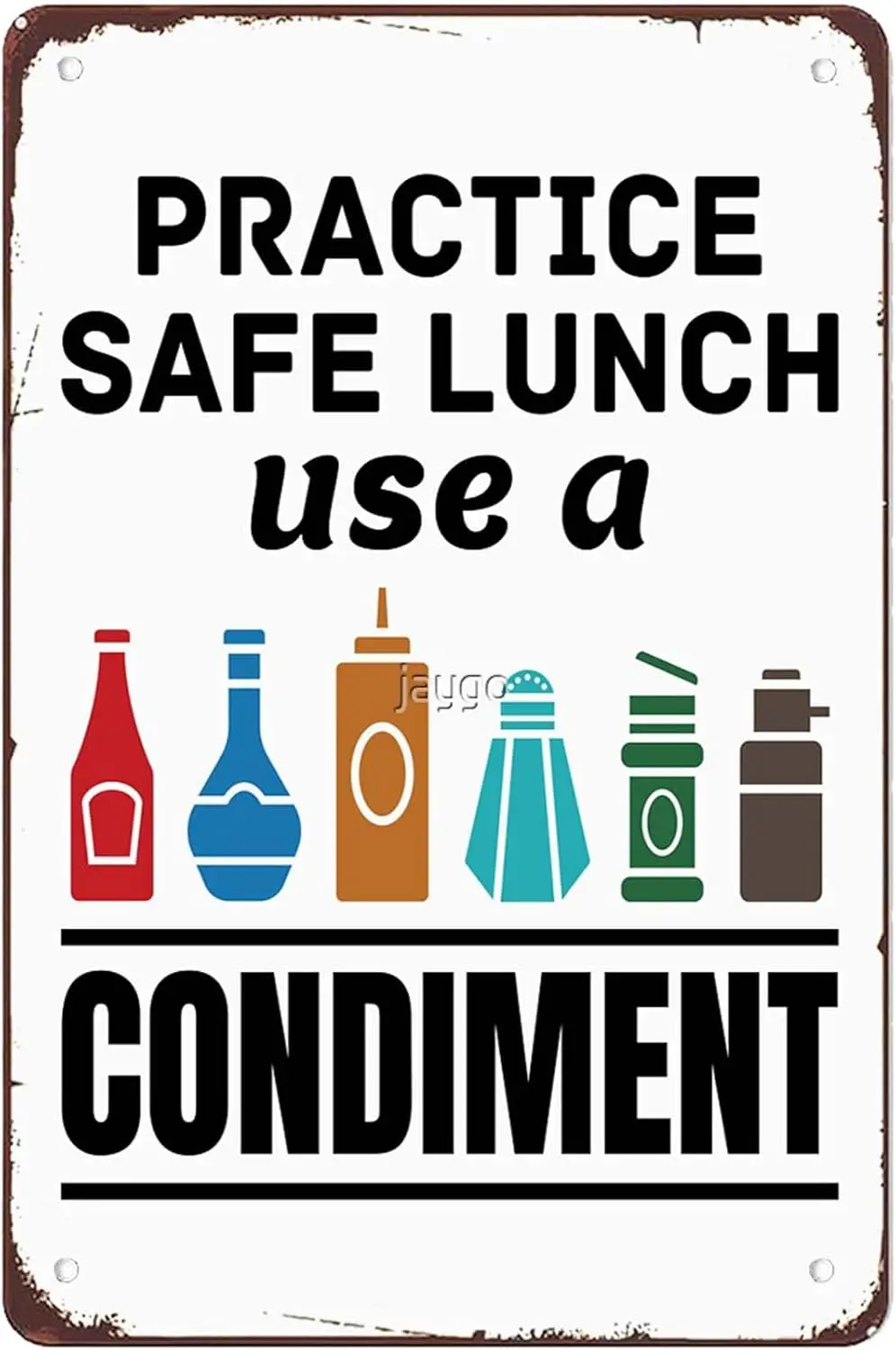 Funny Practice Safe Lunch Use a Condiment Fun Lunch Lady Signs Wall Decor Vintage Metal Tin Sign Wall Art Poster for Bar Man Cav